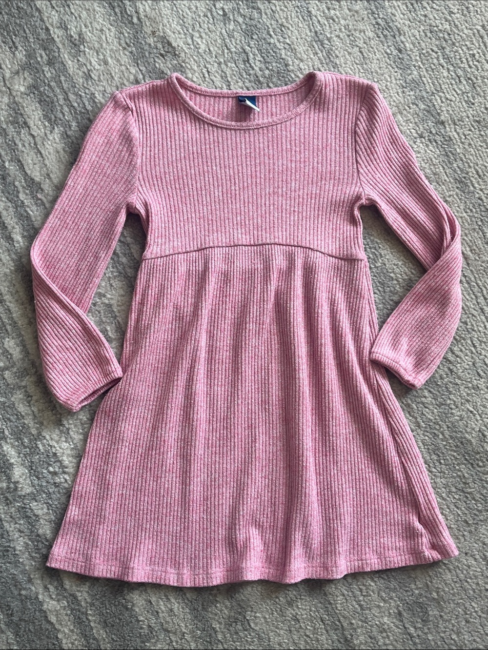 Old Navy Pink Ribbed Glitter Long-Sleeve Knit Dress